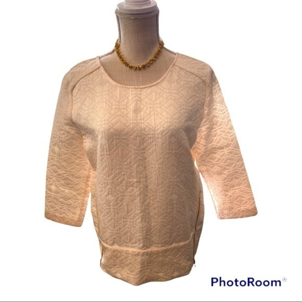Jcrew Size 4 Ivory/ Cream crew neck , featuring 2 Gold Zippers on sides